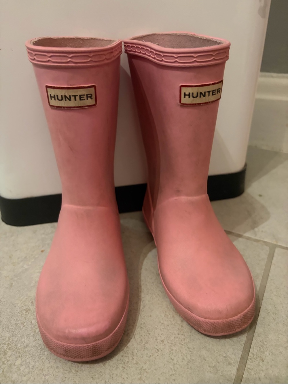 Hunter Kids Pink Rain Boots - Tall Waterproof Wellies